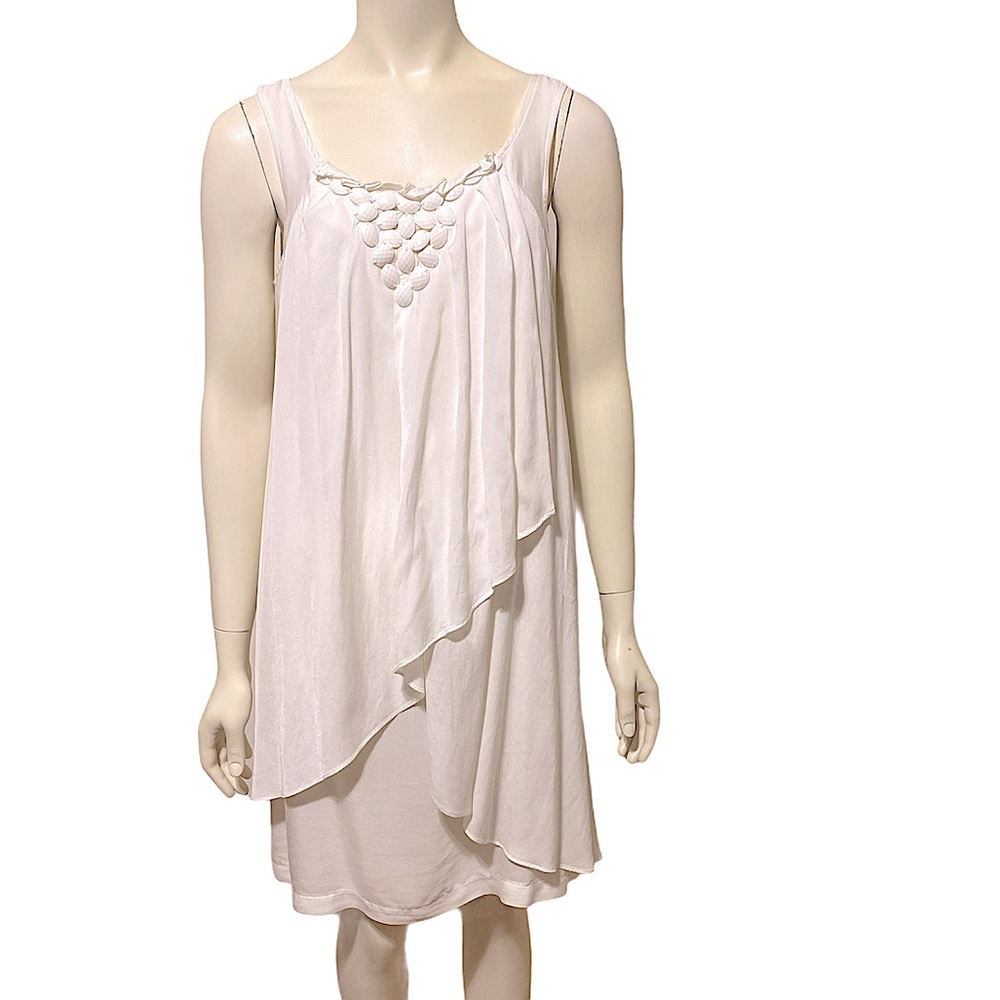 CHARLES CHANG-LIMA White Sleeveless Cupro Dress 8 - Picture 2 of 11